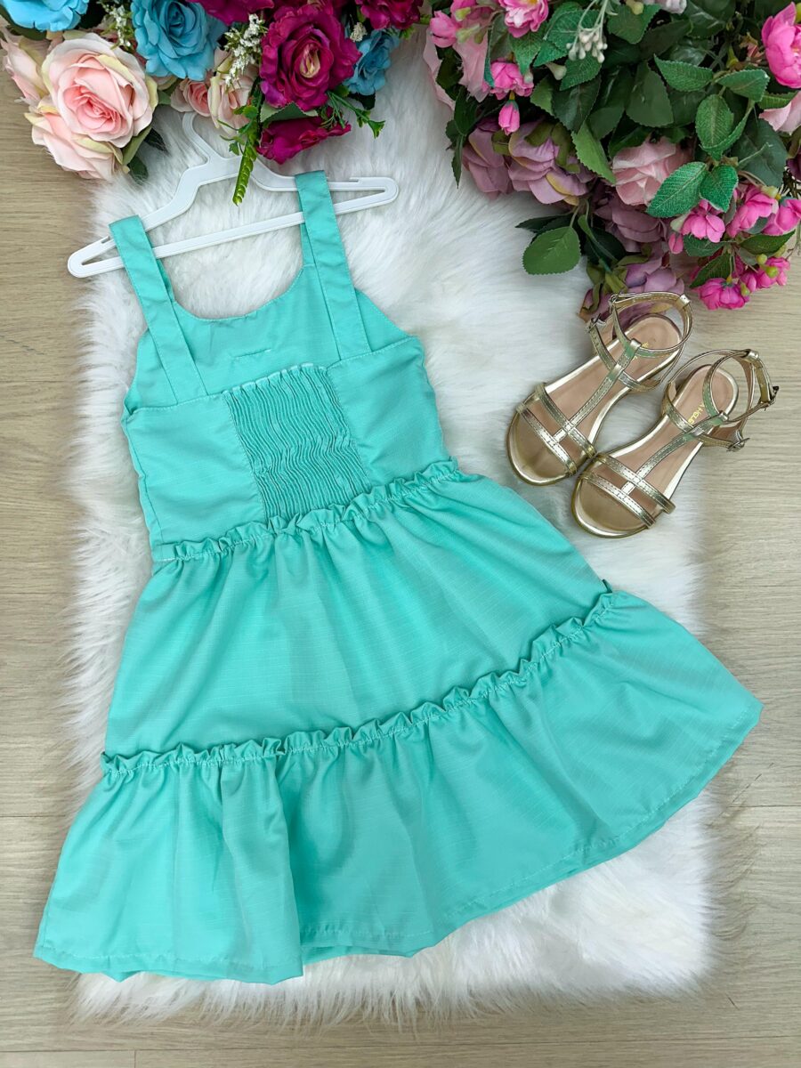 Vestido Infantil Blogueirinha Lola Verde Tiffany