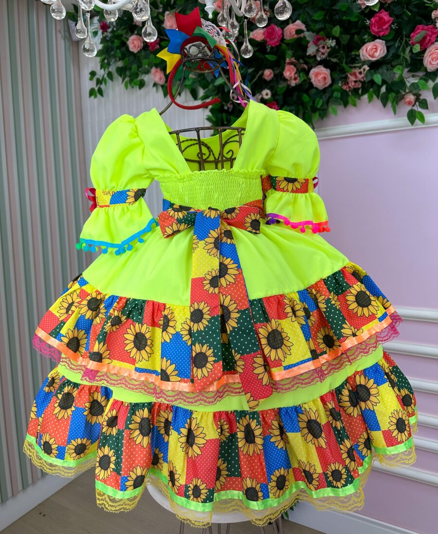 Vestido Junino Infantil Banana Club Roça Animada