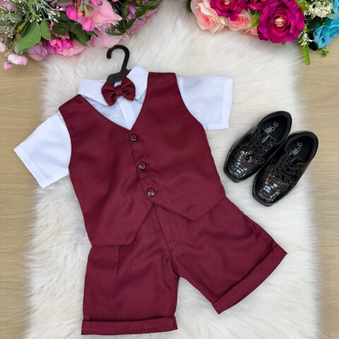 Conjunto Social Infantil Miss Cherry Leandro Colete Marsala