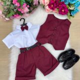 Conjunto Social Infantil Miss Cherry Leandro Colete Marsala