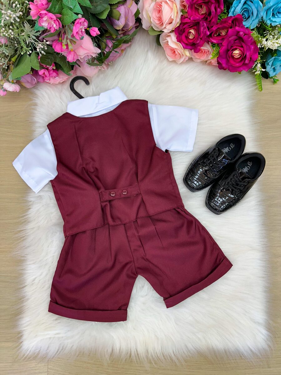 Conjunto Social Infantil Miss Cherry Leandro Colete Marsala