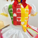 Conjunto Junino Infantil Cropped Branco e Mini Saia Colorida