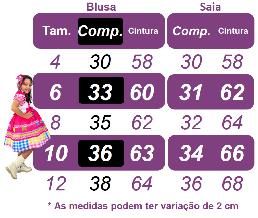 Conjunto Infantil Junino Ciganinha Azul Escuro Xadrez
