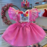 Romper Bebê Coelhinho da Páscoa Saia com Glitter Luxo