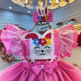 Romper Bebê Coelhinho da Páscoa Saia com Glitter Luxo