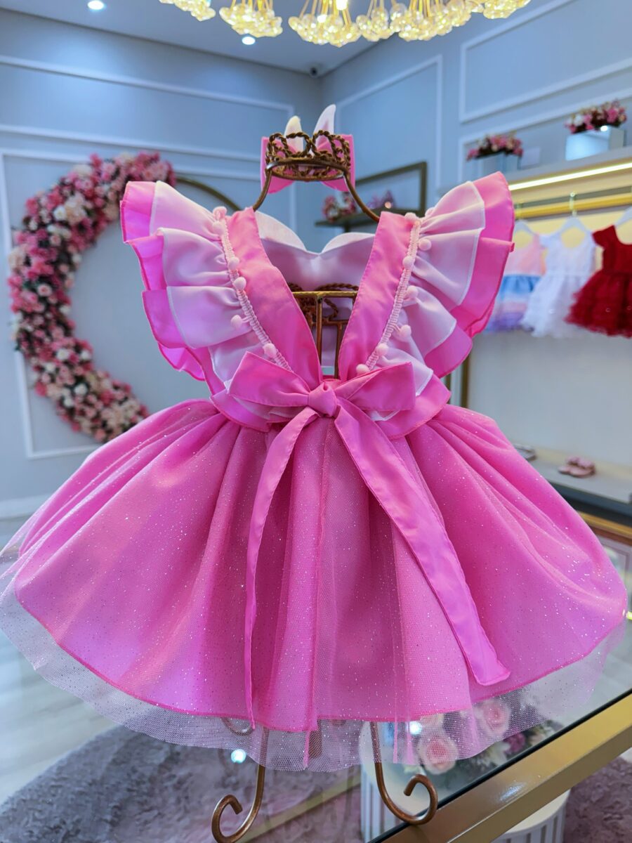 Romper Bebê Coelhinho da Páscoa Saia com Glitter Luxo