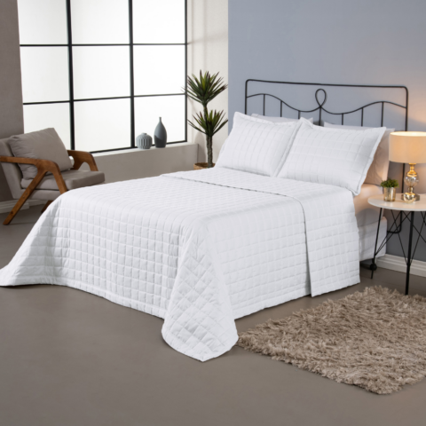 Kit Cobre Leito Casal Dupla Face Soft 3 Peças Branco