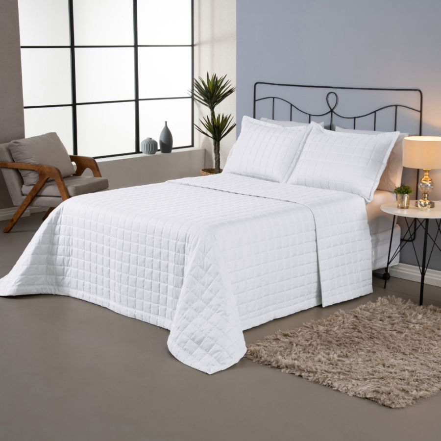 Kit Cobre Leito Casal Dupla Face Soft 3 Peças Branco