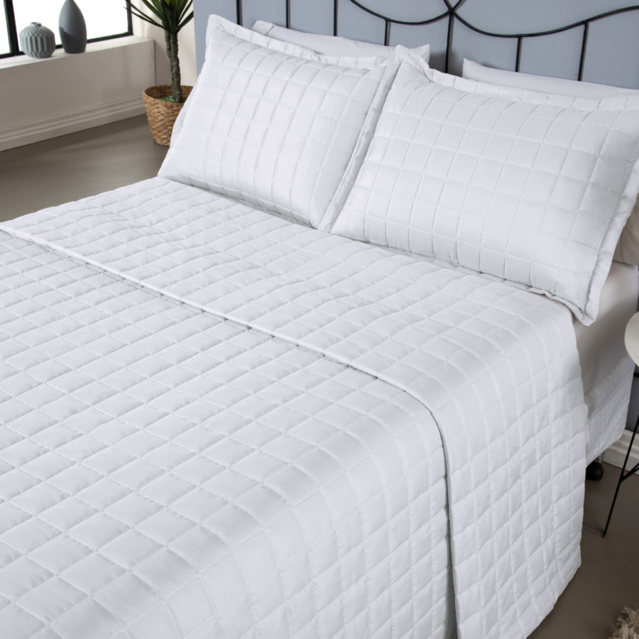 Kit Cobre Leito Casal Dupla Face Soft 3 Peças Branco
