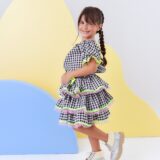 Conjunto Junino Infantil Cropped e Saia Xadrez Preto Luxo