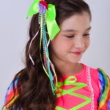 Conjunto Junino Infantil Cropped Rosa e Saia Colorida