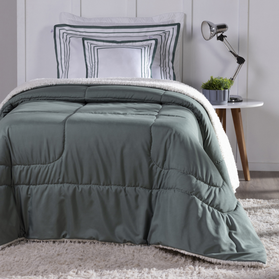 Kit Coberdrom Soft Solteiro 3 Peças Dupla Face Sherpa