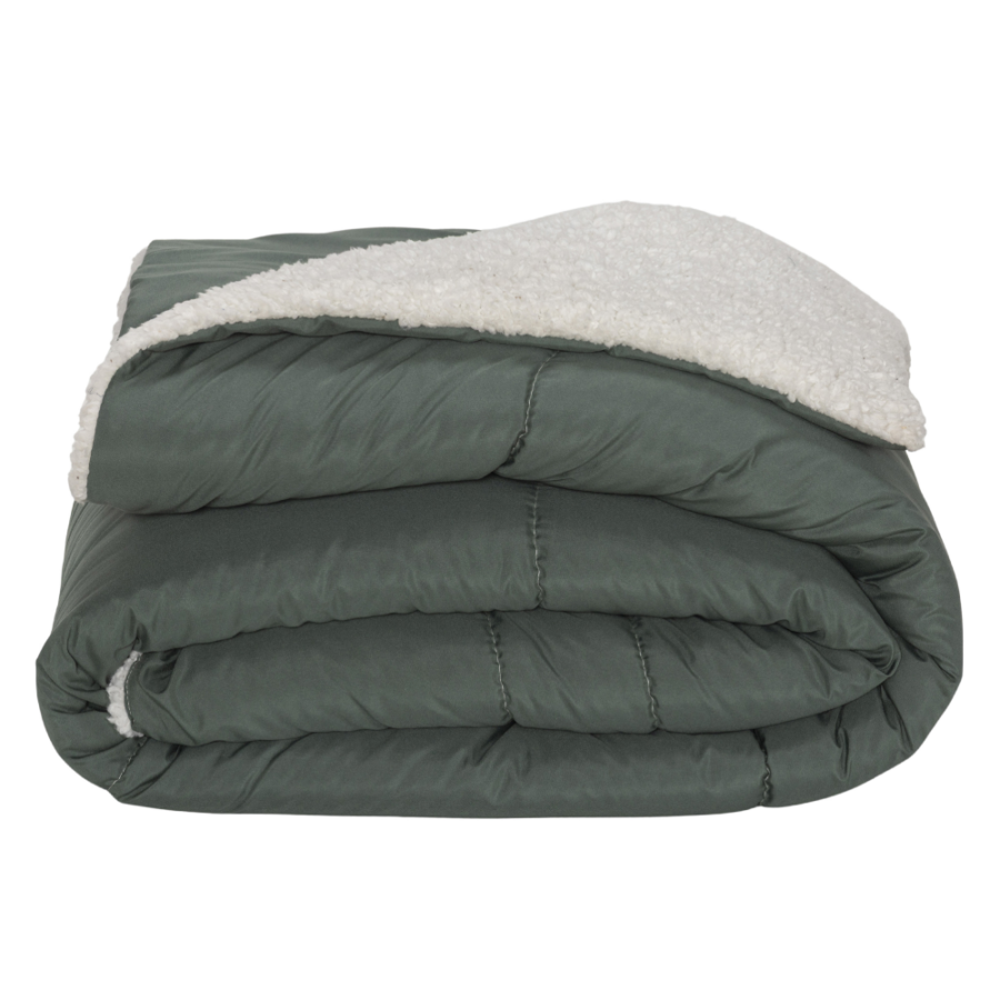 Kit Coberdrom Soft King 5 Peças Sherpa Verde Militar