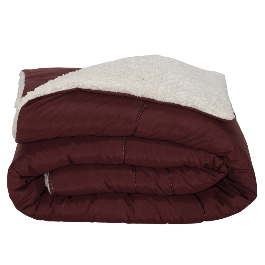 Kit Coberdrom Soft King 5 Peças Sherpa Vermelho Marsala