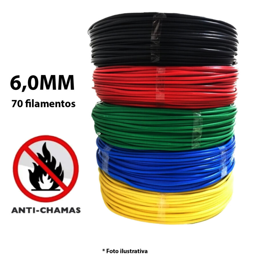 Fio Elétrico Flexível 6,0 mm 750 V Rolo 25 Metros