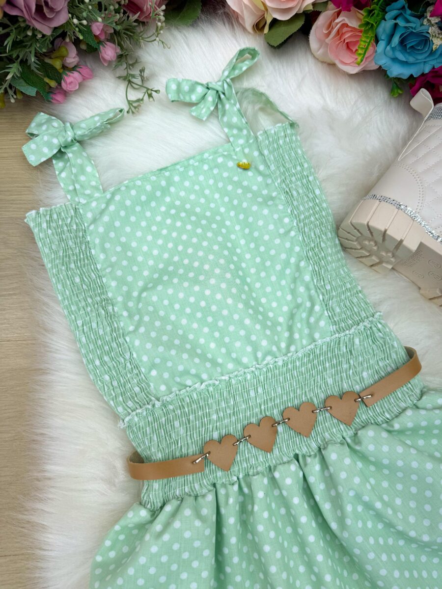Vestido Infantil Blogueirinha Hermione Verde com Cinto