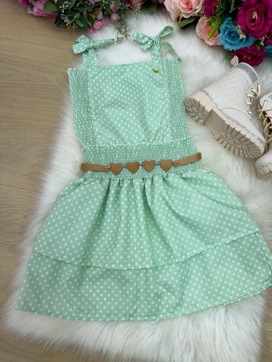 Vestido Infantil Blogueirinha Hermione Verde com Cinto