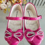 Sapato Infantil Verniz Pink com Laço e Strass
