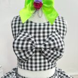 Conjunto Junino Infantil Caipira Cropped e Saia Xadrez Preto