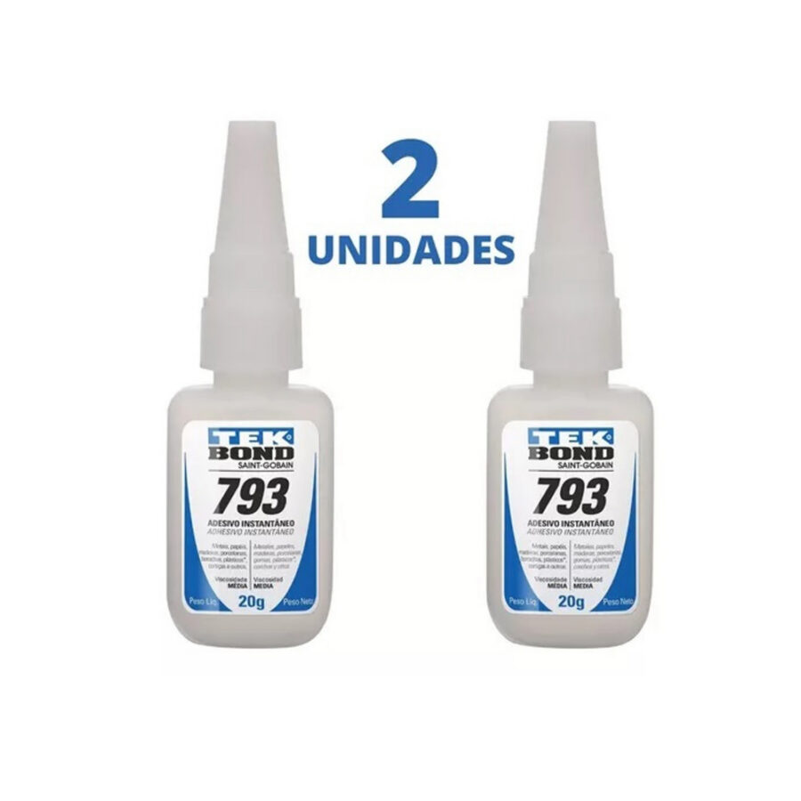 Kit 2 Colas Instantâneas Tek Bond 793 20 g Cianoacrilato