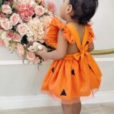 Romper Bebê Pedrita Flintstone Laranja Glitter Luxo