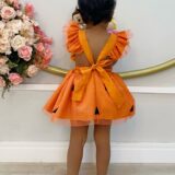 Romper Bebê Pedrita Flintstone Laranja Glitter Luxo
