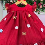 Vestido Bebê Baby Liz Vila Lele Vermelho Borboletas 3D