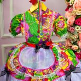 Vestido Junino Infantil Tropical Carina Chita com Shortinho