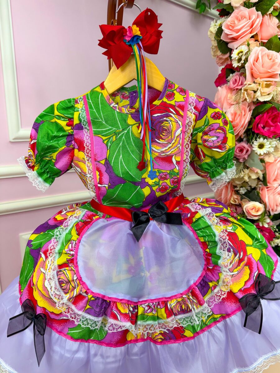 Vestido Junino Infantil Tropical Carina Chita com Shortinho