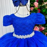 Vestido Infantil Longo Enjoy Laura Busto Rendado Azul Royal