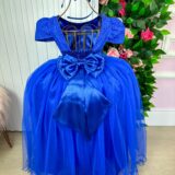 Vestido Infantil Longo Enjoy Laura Busto Rendado Azul Royal