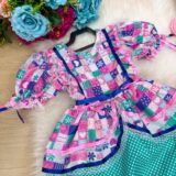 Vestido Infantil Junino Bella Child Caipira Verde Tiffany