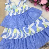 Vestido Infantil Banana Club Eloa Azul Alcinha com Babados