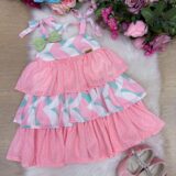 Vestido Infantil Banana Club Eloa Rosa Alcinha com Babados