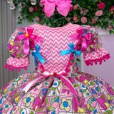 Vestido Junino Infantil Marie Quermesse de Luxo Pink