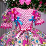 Vestido Junino Infantil Marie Quermesse de Luxo Pink
