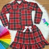 Conjunto Junino Adulto Flanela Camisa e Saia Xadrez
