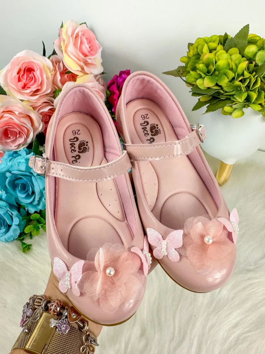 Sapatilha Infantil Doce Pé Jardim Encantado Nude Rose