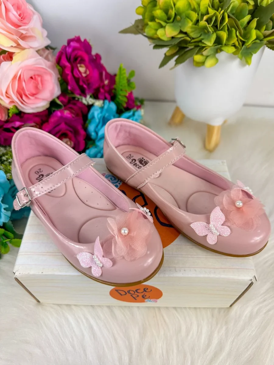Sapatilha Infantil Doce Pé Jardim Encantado Nude Rose