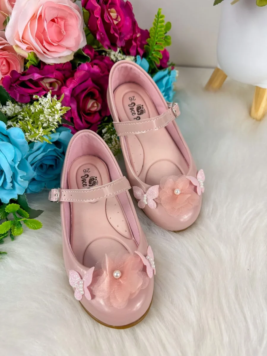 Sapatilha Infantil Doce Pé Jardim Encantado Nude Rose