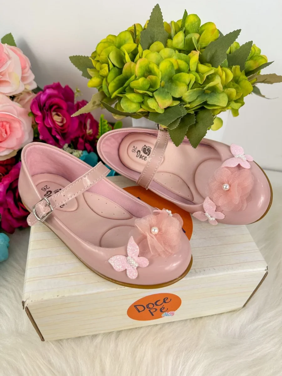 Sapatilha Infantil Doce Pé Jardim Encantado Nude Rose