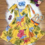 Vestido Infantil Casual Primavera Amarelo Florido