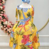 Vestido Infantil Casual Primavera Amarelo Florido