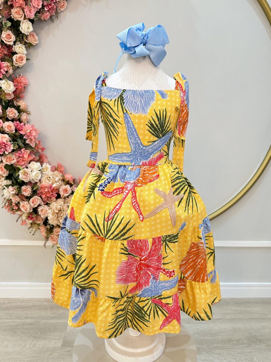 Vestido Infantil Casual Primavera Amarelo Florido