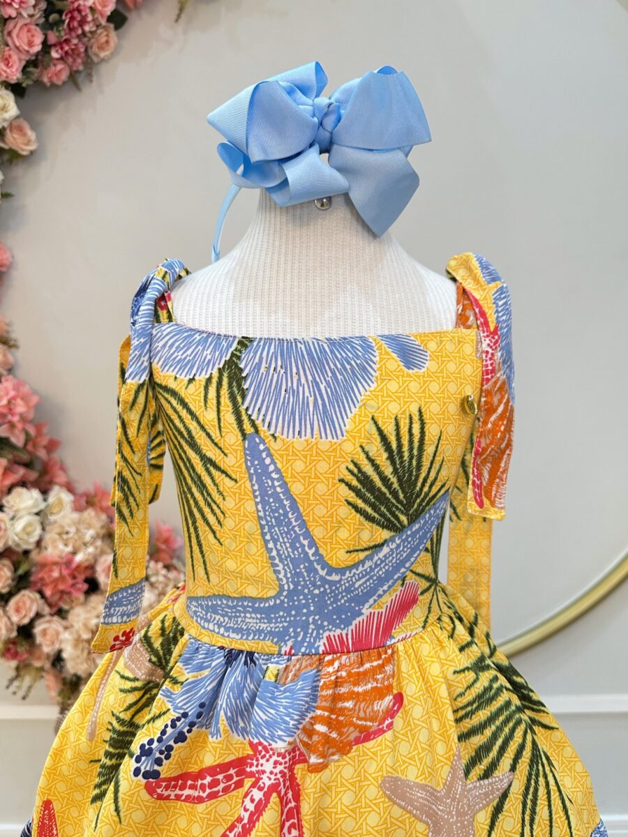 Vestido Infantil Casual Primavera Amarelo Florido