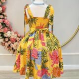 Vestido Infantil Casual Primavera Amarelo Florido
