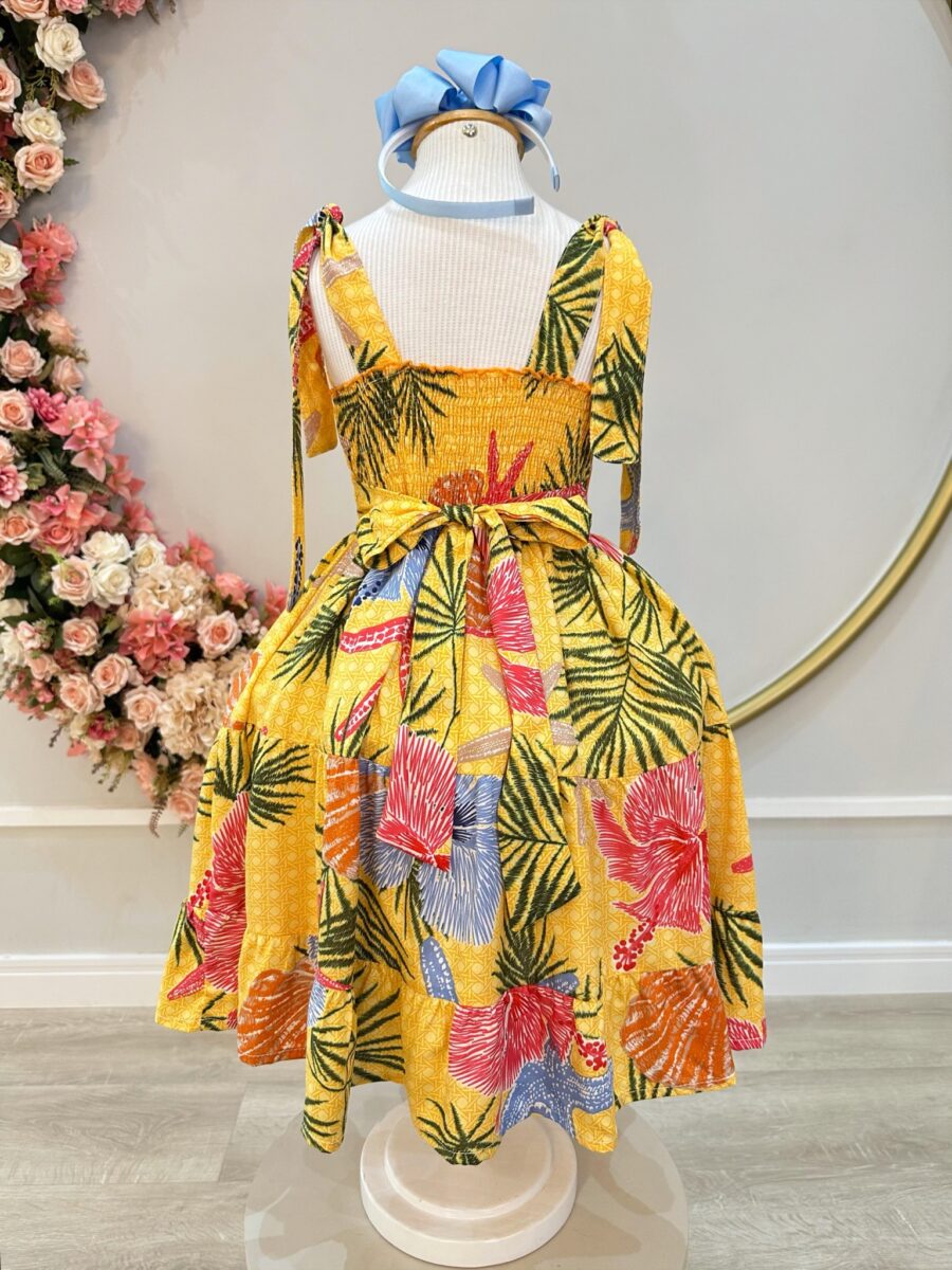 Vestido Infantil Casual Primavera Amarelo Florido