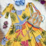 Vestido Infantil Casual Primavera Amarelo Florido