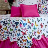Kit Colcha Cobre Leito Belize Queen 5 Peças Borboletas