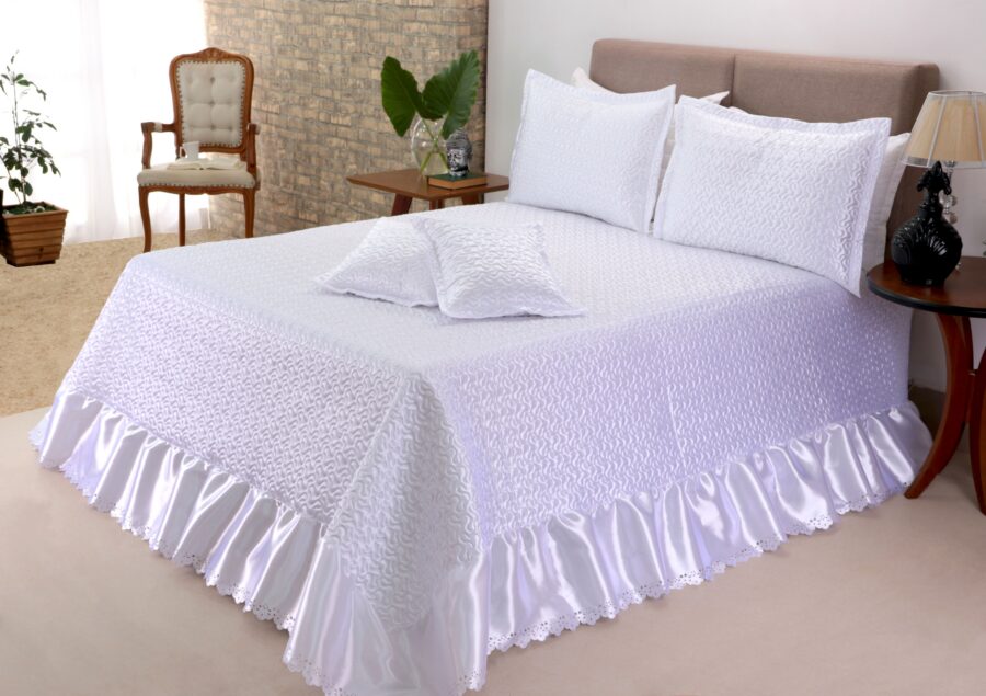Kit Cobre Leito Queen 5 Peças Deccoralle Athena Branco